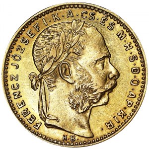 Rakúsko, Rakúsko-Uhorsko, František Jozef I. (1848-1916), 8 forintov 1888, Kremnica