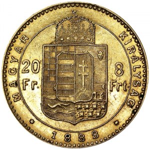 Rakousko, Rakousko-Uhersko, František Josef I. (1848-1916), 8 forintů 1888, Kremnice