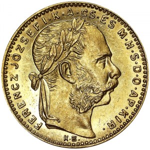 Rakúsko, Rakúsko-Uhorsko, František Jozef I. (1848-1916), 8 forintov 1890, Kremnica