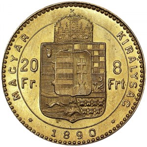 Austria, Austro-Węgry, Franciszek Józef I (1848-1916), 8 forintów 1890, Kremnitz