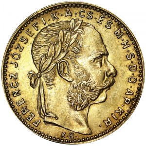 Rakousko, Rakousko-Uhersko, František Josef I. (1848-1916), 8 forintů 1891, Kremnice