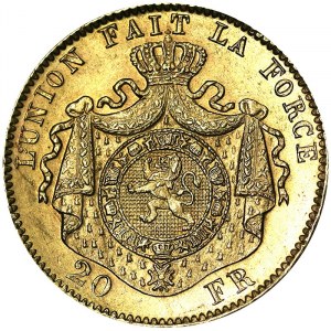 Belgio, Leopoldo II (1865-1909), 20 franchi 1882
