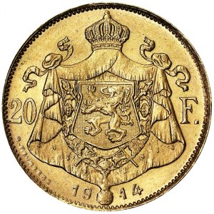 Belgien,Albert I. (1909-1934), 20 Francs 1914