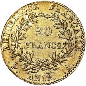 France, Napoleon I as First Consul (1797-1814), 20 Francs An. 12 1803-1804, A Paris