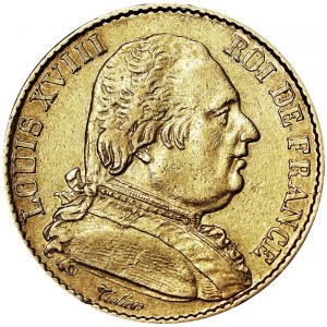 France, Louis XVIII (1814-1824), 20 Francs 1814, A Paris