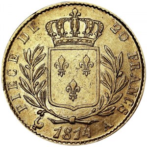 France, Louis XVIII (1814-1824), 20 Francs 1814, A Paris