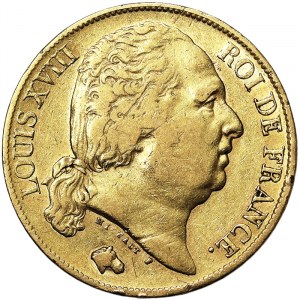 Francie, Ludvík XVIII (1814-1824), 20 franků 1824, A Paris