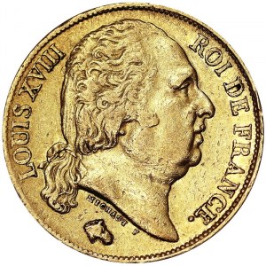 Francie, Ludvík XVIII (1814-1824), 20 franků 1818, W Lille