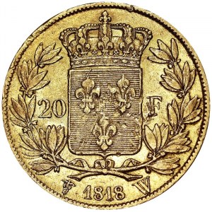 France, Louis XVIII (1814-1824), 20 Francs 1818, W Lille