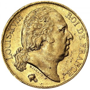 Francie, Ludvík XVIII (1814-1824), 20 franků 1822, A Paris