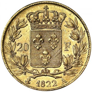 Francia, Luigi XVIII (1814-1824), 20 franchi 1822, A Parigi