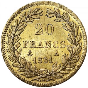 Francie, Ludvík Filip I. (1830-1848), 20 franků 1831, A Paris