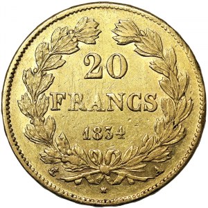 France, Louis Philippe I (1830-1848), 20 Francs 1834, A Paris