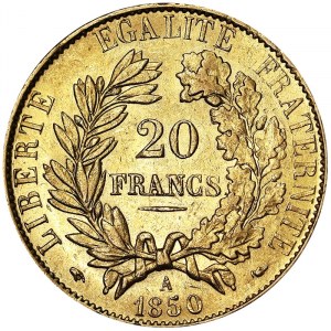 France, Second Republic (1848-1851), 20 Francs 1850, A Paris