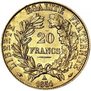 Francja, Druga Republika (1848-1851), 20 franków 1851, A Paryż