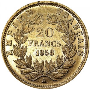 Francia, Napoleone III (1852-1870), 20 franchi 1858, A Parigi