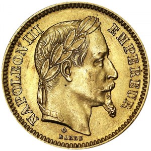 Frankreich, Napoleon III (1852-1870), 20 Francs 1862, BB Strasbourg
