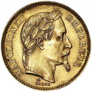 Francie, Napoleon III (1852-1870), 20 franků 1863, A Paris