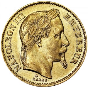 Frankreich, Napoleon III (1852-1870), 20 Francs 1866, BB Strasbourg