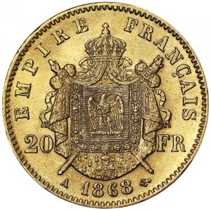 France, Napoléon III (1852-1870), 20 Francs 1868, A Paris