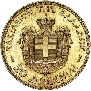 Grécko, kráľovstvo, George I (1863-1913), 20 drachmai 1884