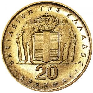 Grécko, kráľovstvo, Konštantín II (1964-1973), 20 drachmai 1967