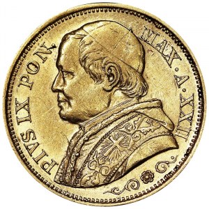 Talianske štáty, Rím (pápežský štát), Pio IX (1866-1870), 20 Lire 1867, Rím