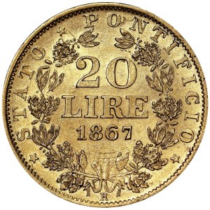 Italské státy, Řím (Papežský stát), Pio IX (1866-1870), 20 lir 1867, Řím