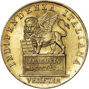 Italian States, Venice, Provisional Government of Venice (1848-1849), 20 Lire 1848, Venice