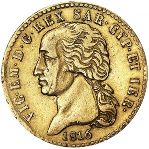 Italie, Royaume de Sardaigne (1324-1861), Vittorio Emanuele I (1802-1821), 20 Lire 1816, Turin
