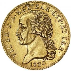Włochy, Królestwo Sardynii (1324-1861), Vittorio Emanuele I (1802-1821), 20 lirów 1820, Turyn