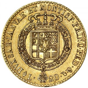 Itálie, Sardinské království (1324-1861), Vittorio Emanuele I. (1802-1821), 20 lir 1820, Turín