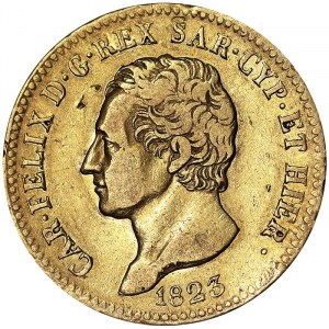 Itálie, Sardinské království (1324-1861), Carlo Felice (1821-1831), 20 lir 1823, Turín