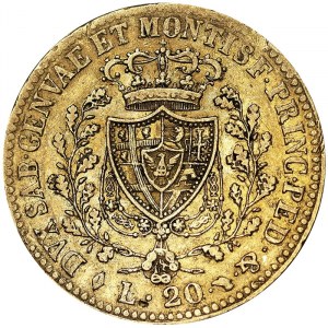 Italia, Regno di Sardegna (1324-1861), Carlo Felice (1821-1831), 20 lire 1823, Torino