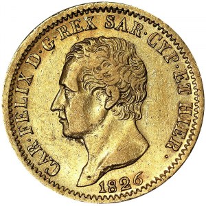 Italie, Royaume de Sardaigne (1324-1861), Carlo Felice (1821-1831), 20 Lire 1826, Turin