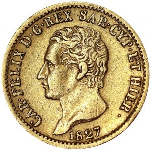 Italy, Kingdom of Sardinia (1324-1861), Carlo Felice (1821-1831), 20 Lire 1827, Turin