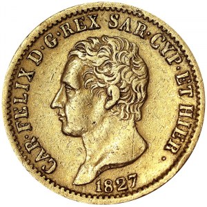 Italie, Royaume de Sardaigne (1324-1861), Carlo Felice (1821-1831), 20 Lire 1827, Turin