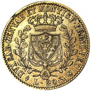 Itálie, Sardinské království (1324-1861), Carlo Felice (1821-1831), 20 lir 1828, Turín