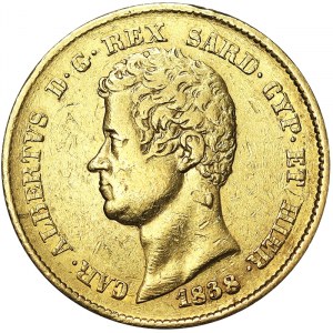 Italy, Kingdom of Sardinia (1324-1861), Carlo Alberto (1831-1849), 20 Lire 1838, Genoa