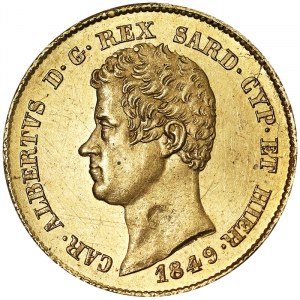 Italien, Königreich Sardinien (1324-1861), Carlo Alberto (1831-1849), 20 Lire 1849, Genua