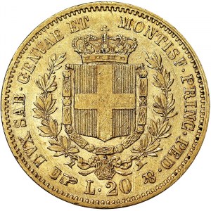 Taliansko, Sardínske kráľovstvo (1324-1861), Vittorio Emanuele II (1849-1861), 20 Lire 1858, Turín