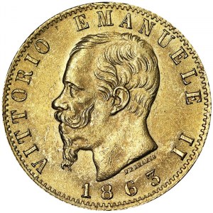 Itálie, Italské království, Vittorio Emanuele II (1861-1878), 20 lir 1863, Turín