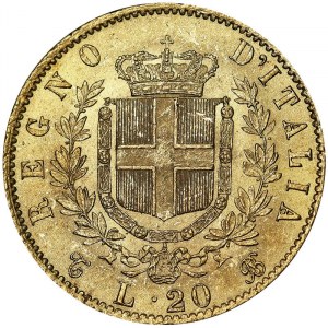 Taliansko, Talianske kráľovstvo, Vittorio Emanuele II (1861-1878), 20 Lire 1865, Turín