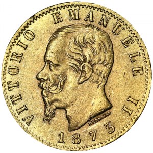 Italie, Royaume d'Italie, Vittorio Emanuele II (1861-1878), 20 Lire 1873, Milan