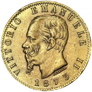 Taliansko, Talianske kráľovstvo, Vittorio Emanuele II (1861-1878), 20 Lire 1873, Miláno