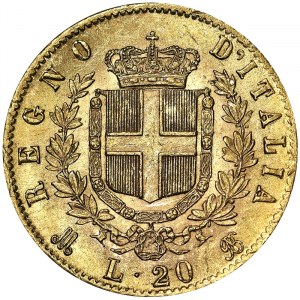 Itálie, Italské království, Vittorio Emanuele II (1861-1878), 20 lir 1873, Milán