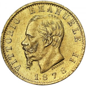 Taliansko, Talianske kráľovstvo, Vittorio Emanuele II (1861-1878), 20 Lire 1878, Rím