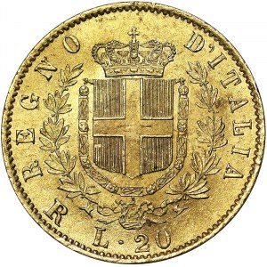 Taliansko, Talianske kráľovstvo, Vittorio Emanuele II (1861-1878), 20 Lire 1878, Rím