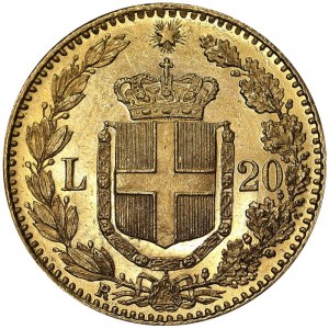 Taliansko, Talianske kráľovstvo, Umberto I. (1878-1900), 20 Lire 1882, Rím