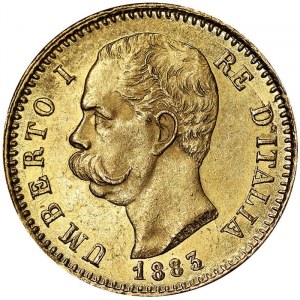 Taliansko, Talianske kráľovstvo, Umberto I. (1878-1900), 20 Lire 1883, Rím